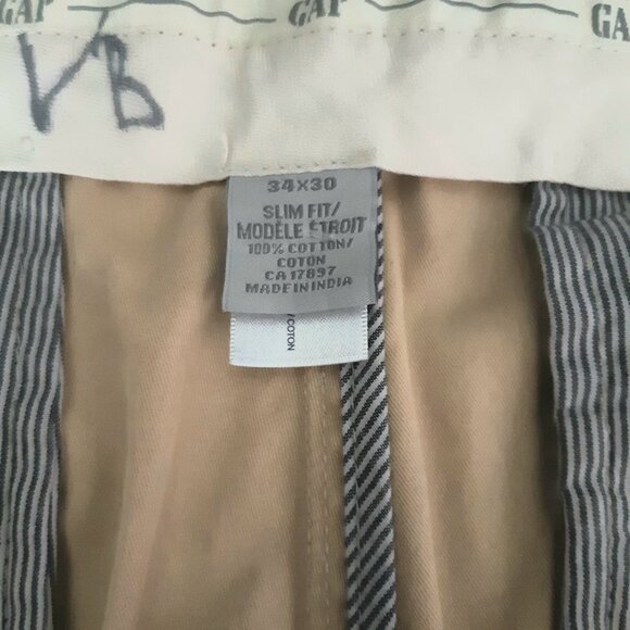 GAP 34x30 Slim Fit Light Tan Colour 100% Cotton Men's Chinos - Picture 7 of 13